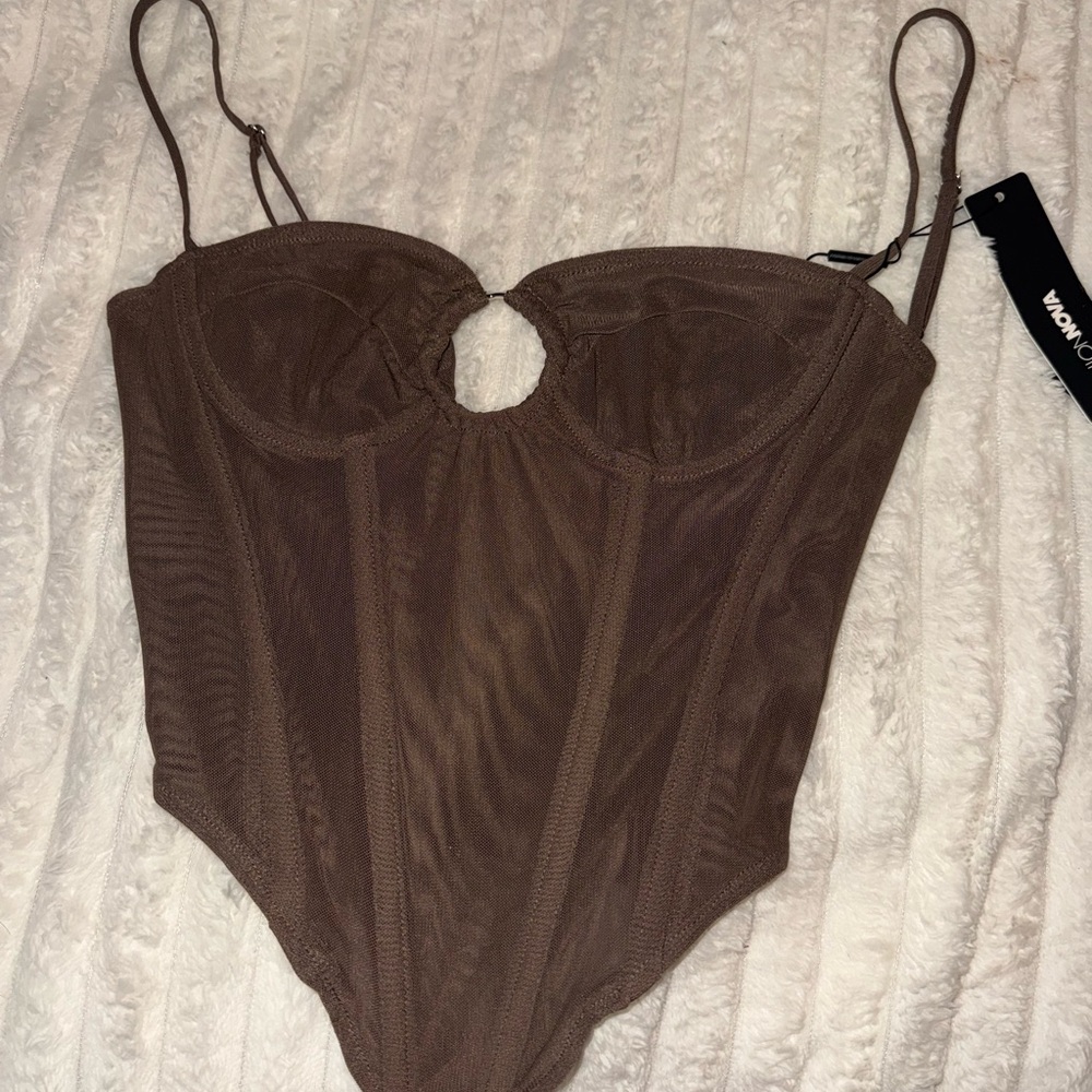 Fashion Nova Brown Sheer Bra Top